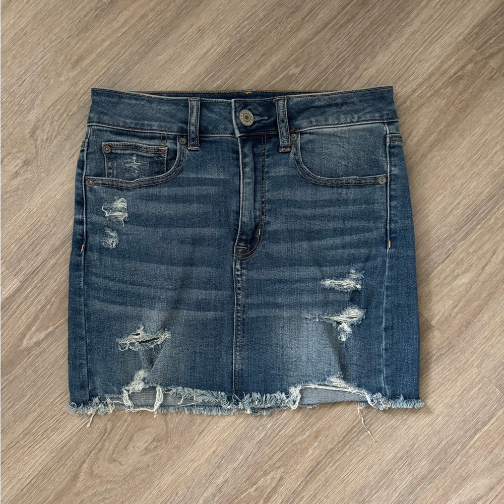 American Eagle Outfitters Ripped Blue Mini Skirt